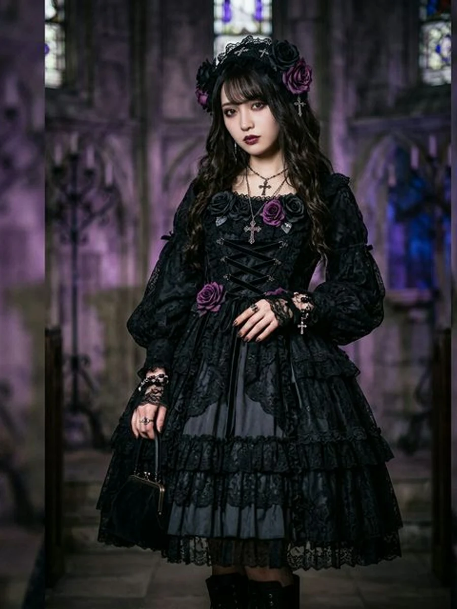 Burgundy Theatre Gothic OP Dress Pre-Order Burgundy Theatre Gothic OP Dress Pre-Order gallery image - Gothic Lolita OP for pre-order