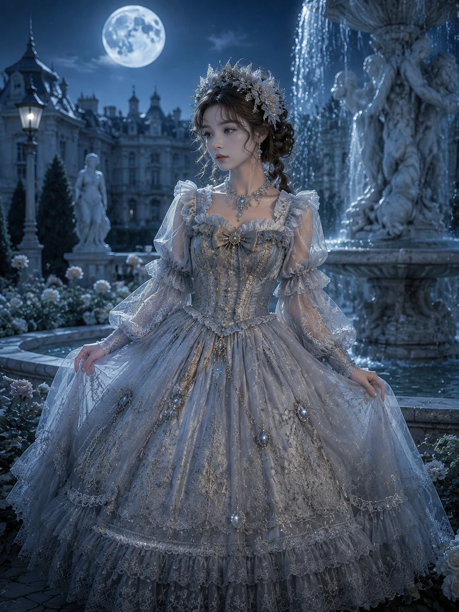 Moonlit Blue Hime Princess Dress Pre-Order main product image - Hime Lolita OP for pre-order