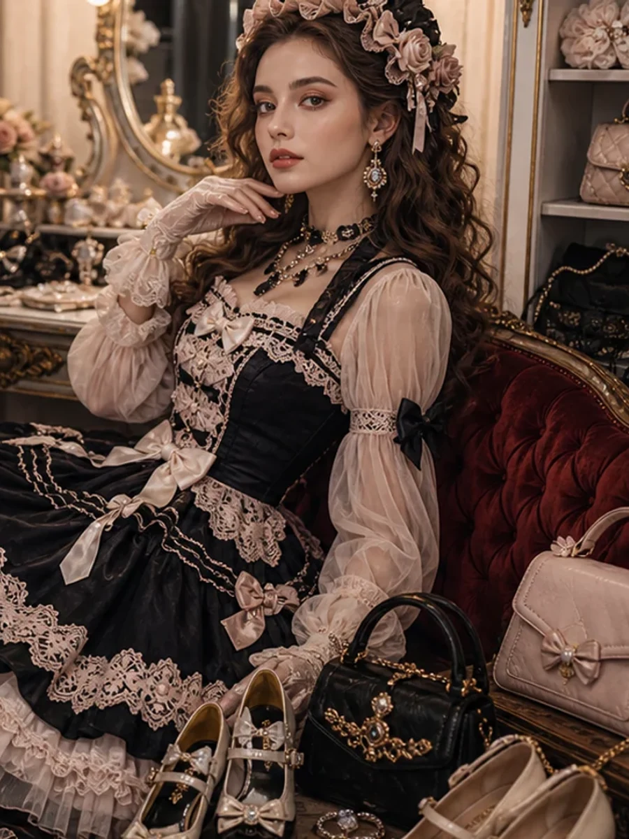 Noir Lace Full Coord Accessory Set Pre-Order main product image - Gothic Lolita Full Coord for pre-order