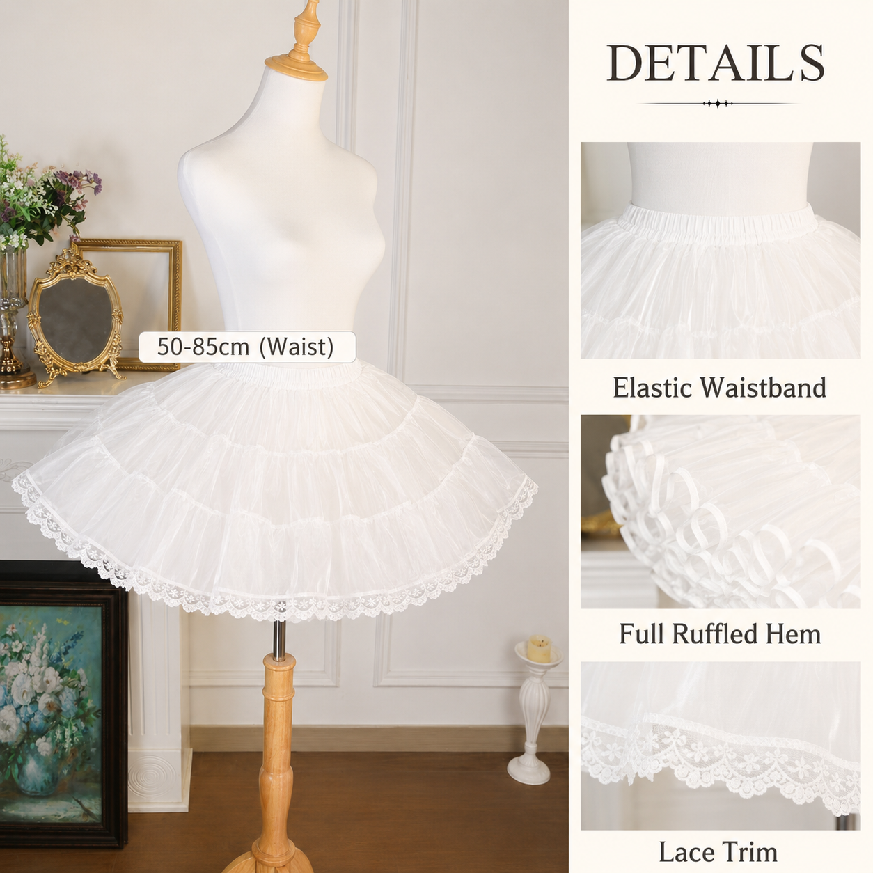 Lolita Petticoat Underskirt for Bell Silhouette - main product view for Essential / Classic Lolita coords
