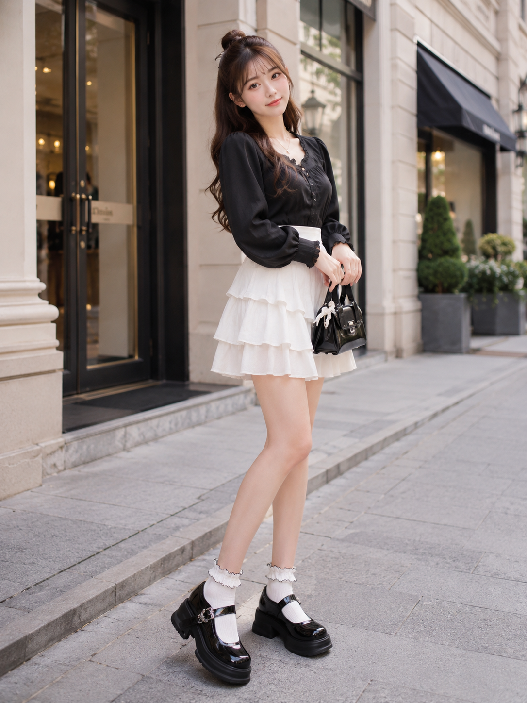 Black Round Toe JK Mary Jane Shoes | Back Or Strap Detail View | Aurora Lolita Black Round Toe JK Mary Jane Shoes - back or strap detail view for Classic / Daily Wear Lolita coords
