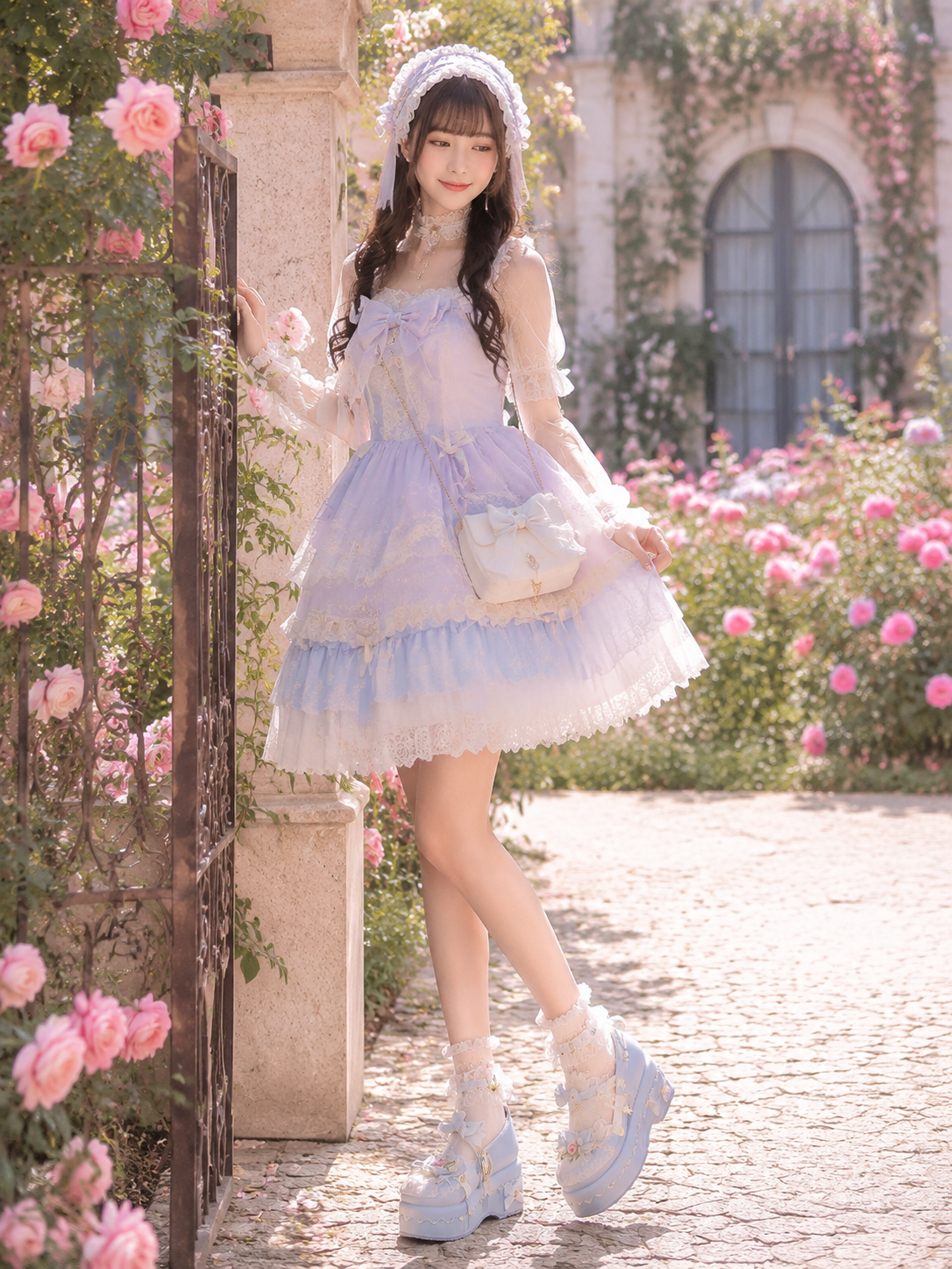 Blue Round Toe Sweet Lolita Platform Shoes | Alternate Gallery View | Aurora Lolita Blue Round Toe Sweet Lolita Platform Shoes - alternate gallery view for Sweet / Classic Lolita coords