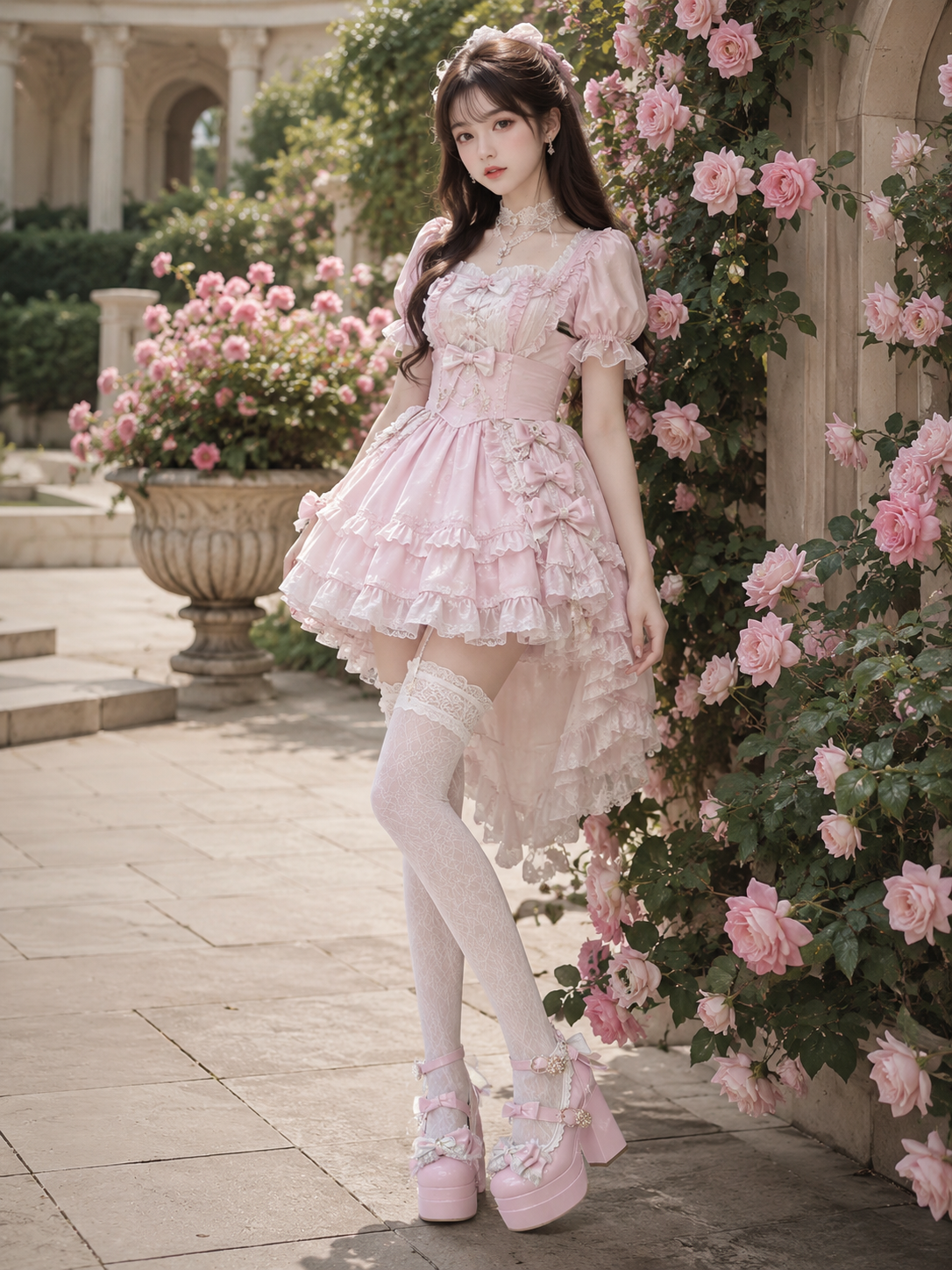 Pink Butterfly Round Toe Chunky Heel Lolita Shoes | Alternate Gallery View | Aurora Lolita Pink Butterfly Round Toe Chunky Heel Lolita Shoes - alternate gallery view for Sweet Lolita coords