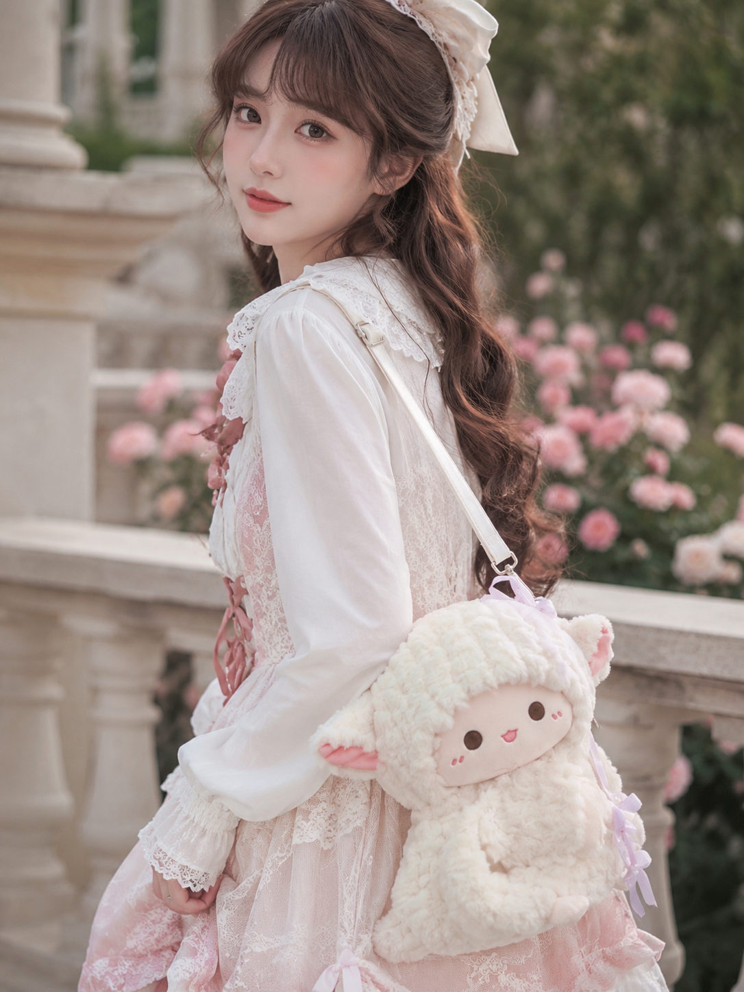 Cream Bunny Plush Lolita Crossbody Bag | Alternate Angle | Aurora Lolita Cream Bunny Plush Lolita Crossbody Bag - alternate angle for sweet cream bunny Lolita outfit