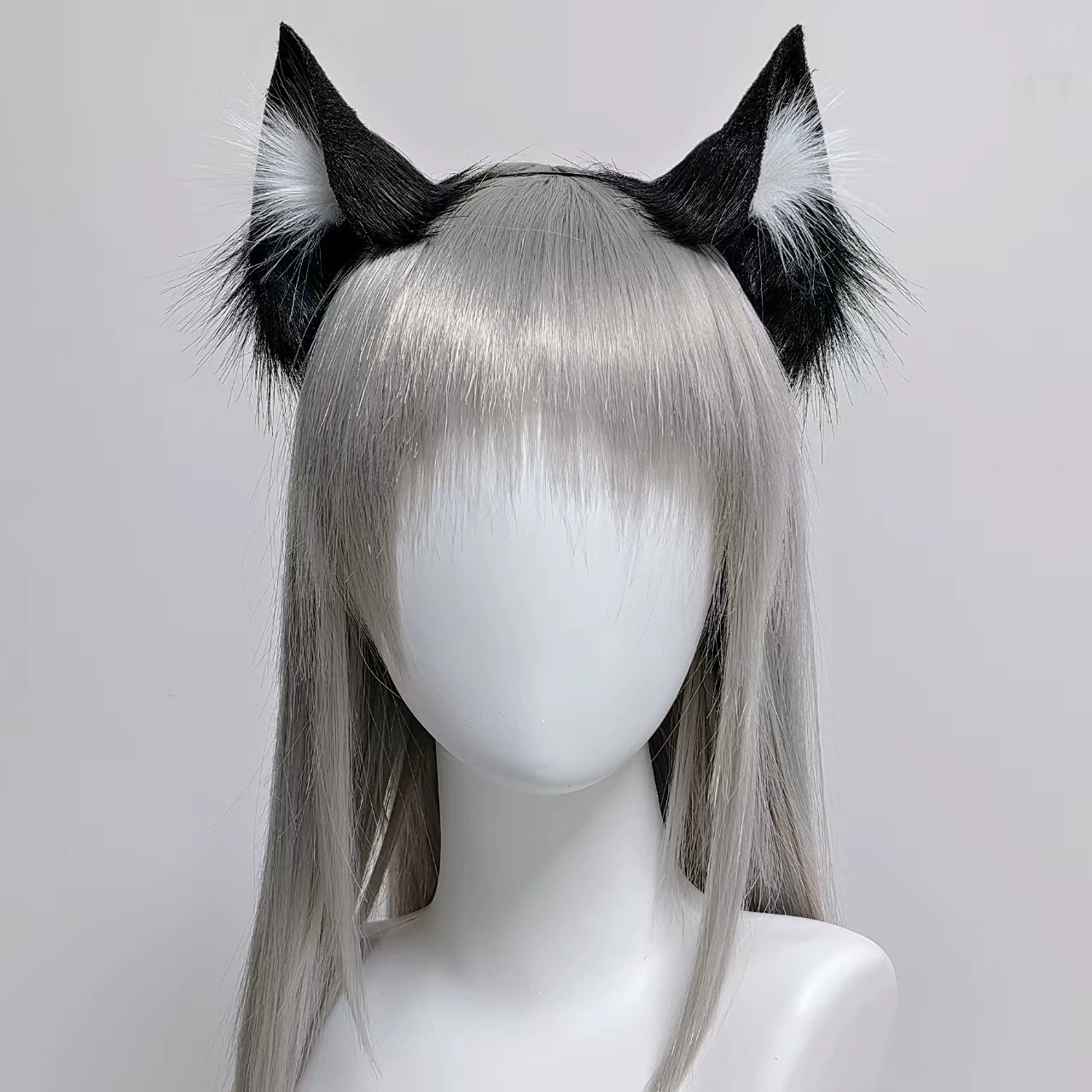 Black Cat Ear Maid Lolita Headdress | Back Or Silhouette View | Aurora Lolita Black Cat Ear Maid Lolita Headdress - back or silhouette view for gothic maid cat ear Lolita outfit