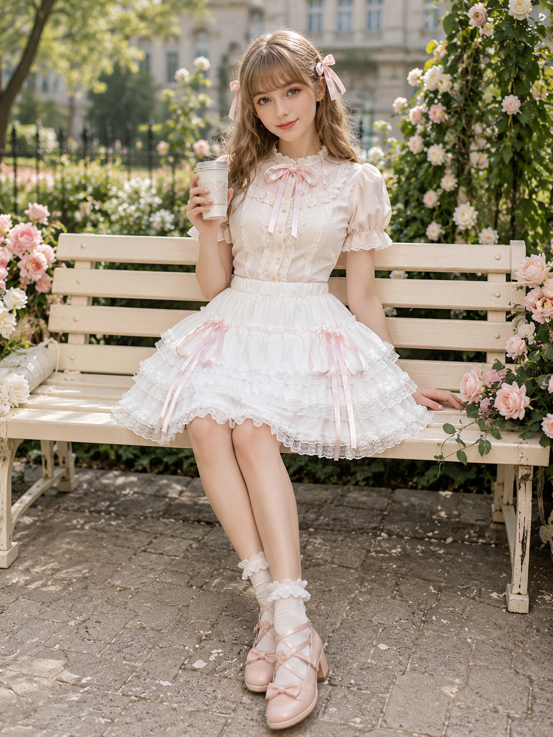 White Safety Shorts Lolita Mini Pettiskirt | Trim And Texture Close-Up | Aurora Lolita White Safety Shorts Lolita Mini Pettiskirt - trim and texture close-up for white sweet daily Lolita outfit