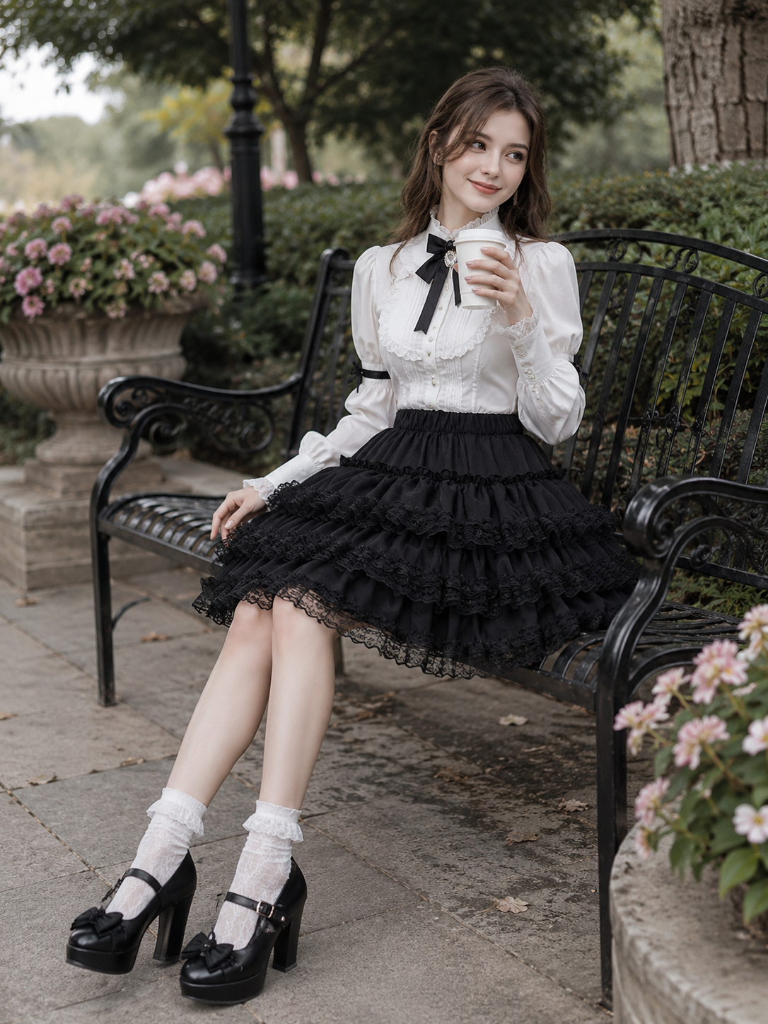 Black Safety Shorts Lolita Mini Pettiskirt | Front Detail View | Aurora Lolita Black Safety Shorts Lolita Mini Pettiskirt - front detail view for black gothic daily Lolita outfit