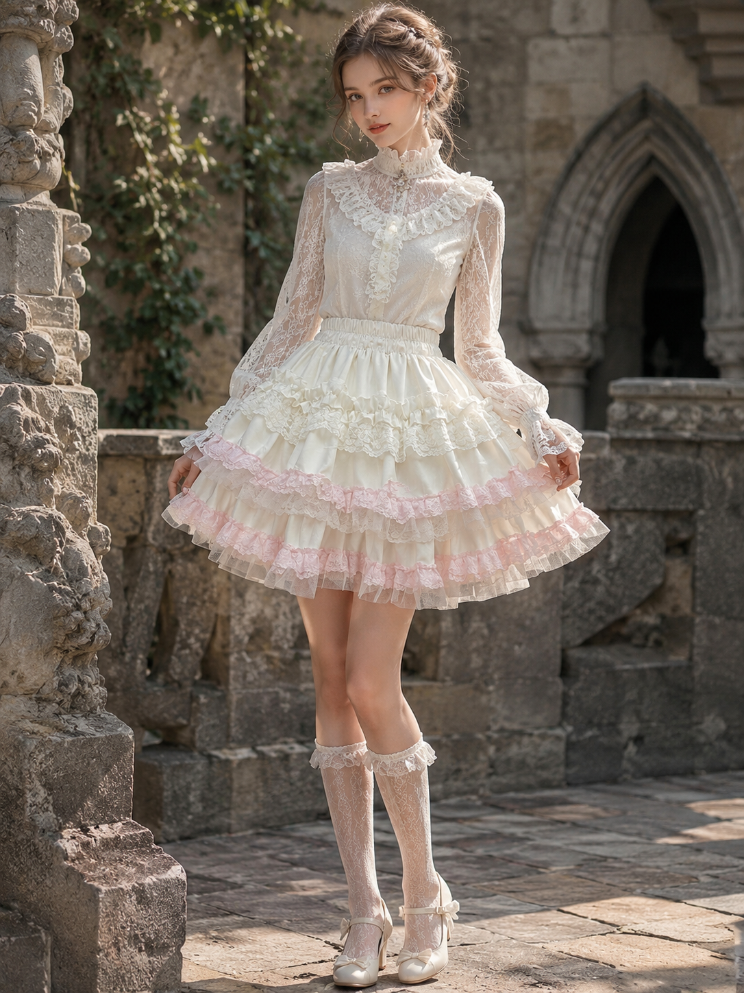 Pink Sweet Lolita Cake Pettiskirt | Main Product View | Aurora Lolita Pink Sweet Lolita Cake Pettiskirt - main product view for pink sweet cake skirt Lolita outfit