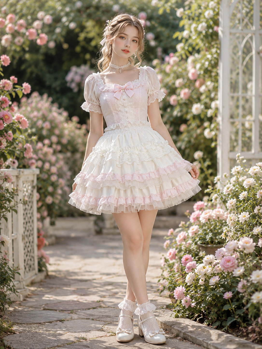 Pink Sweet Lolita Cake Pettiskirt | Scale And Wearing Reference | Aurora Lolita Pink Sweet Lolita Cake Pettiskirt - scale and wearing reference for pink sweet cake skirt Lolita outfit