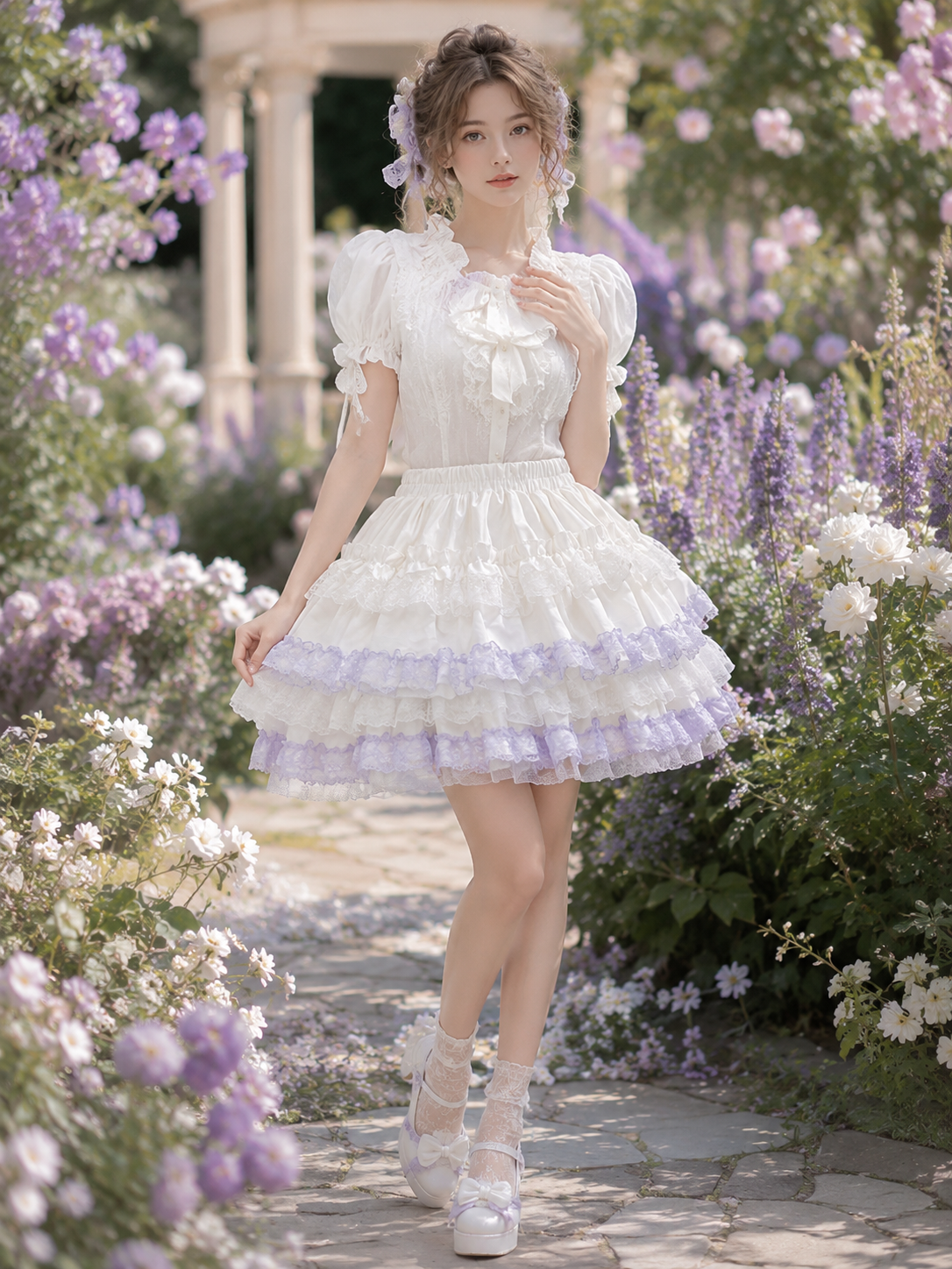 Purple Sweet Lolita Cake Pettiskirt | Main Product View | Aurora Lolita Purple Sweet Lolita Cake Pettiskirt - main product view for purple sweet cake skirt Lolita outfit