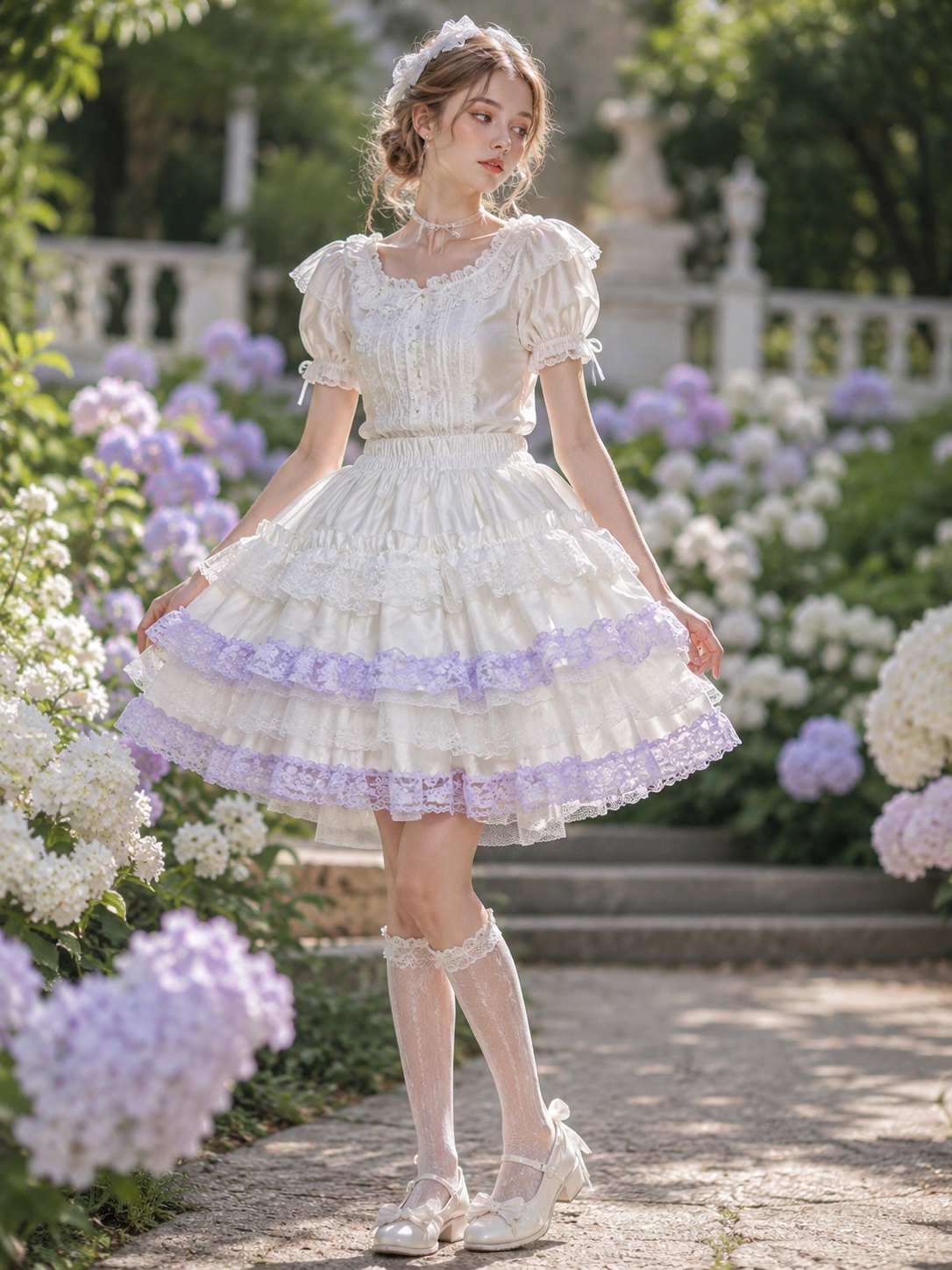 Purple Sweet Lolita Cake Pettiskirt | Back Or Silhouette View | Aurora Lolita Purple Sweet Lolita Cake Pettiskirt - back or silhouette view for purple sweet cake skirt Lolita outfit