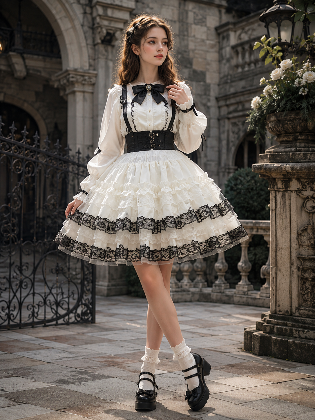 Black Sweet Lolita Cake Pettiskirt | Back Or Silhouette View | Aurora Lolita Black Sweet Lolita Cake Pettiskirt - back or silhouette view for black sweet cake skirt Lolita outfit
