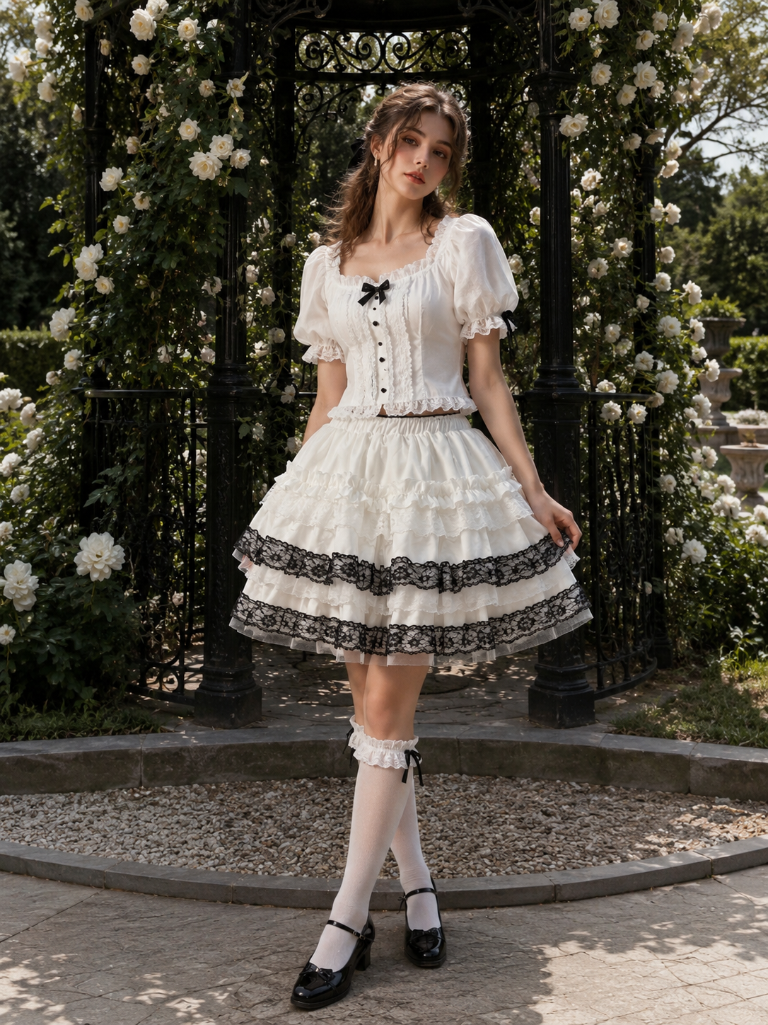 Black Sweet Lolita Cake Pettiskirt | Scale And Wearing Reference | Aurora Lolita Black Sweet Lolita Cake Pettiskirt - scale and wearing reference for black sweet cake skirt Lolita outfit
