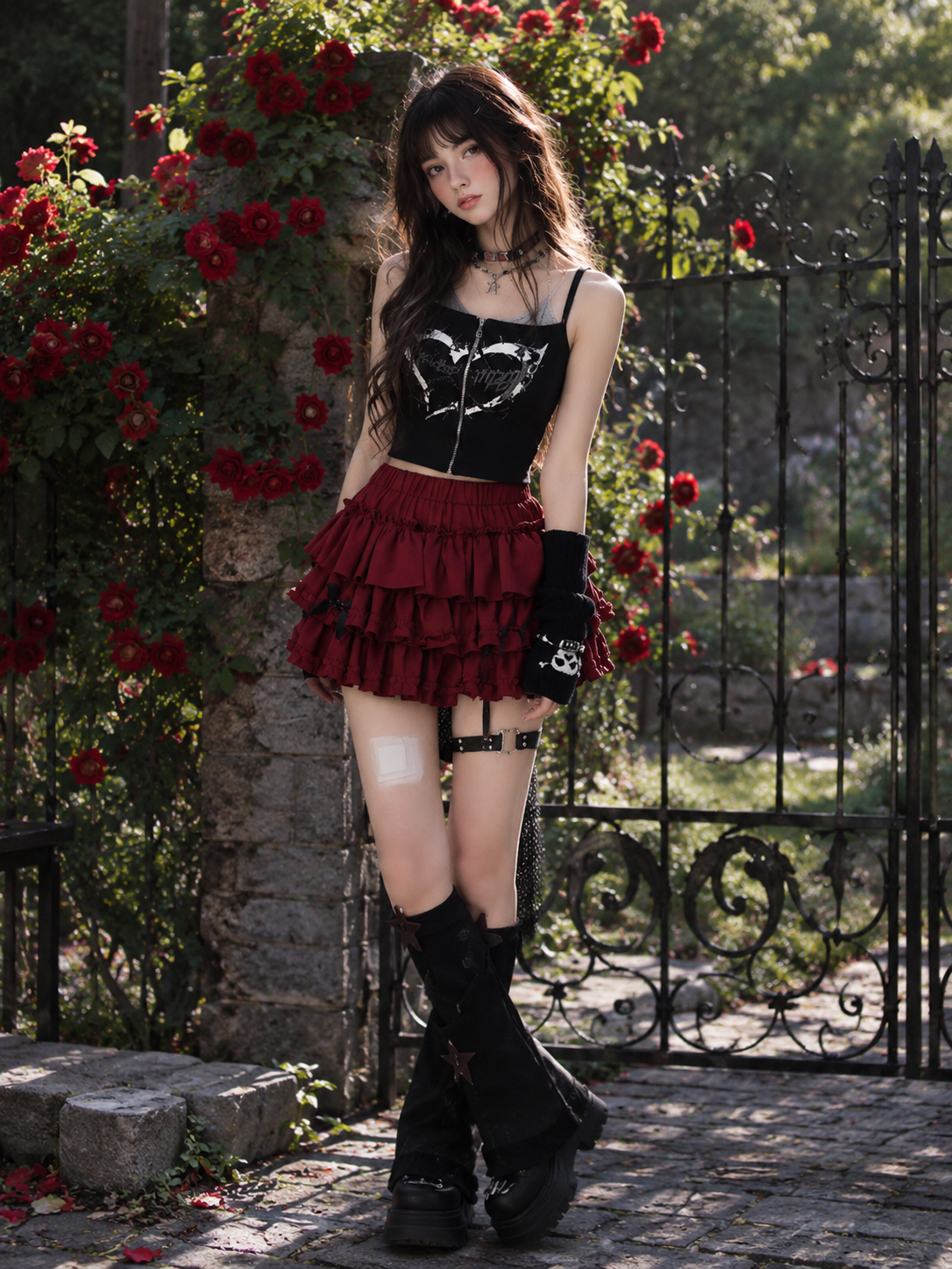 Red Bow Sweet Lolita Cake Mini Skirt | Main Product View | Aurora Lolita Red Bow Sweet Lolita Cake Mini Skirt - main product view for red sweet bow cake skirt Lolita outfit