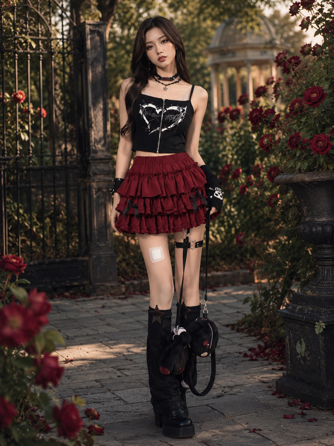 Red Bow Sweet Lolita Cake Mini Skirt | Additional Detail | Aurora Lolita Red Bow Sweet Lolita Cake Mini Skirt - additional detail for red sweet bow cake skirt Lolita outfit