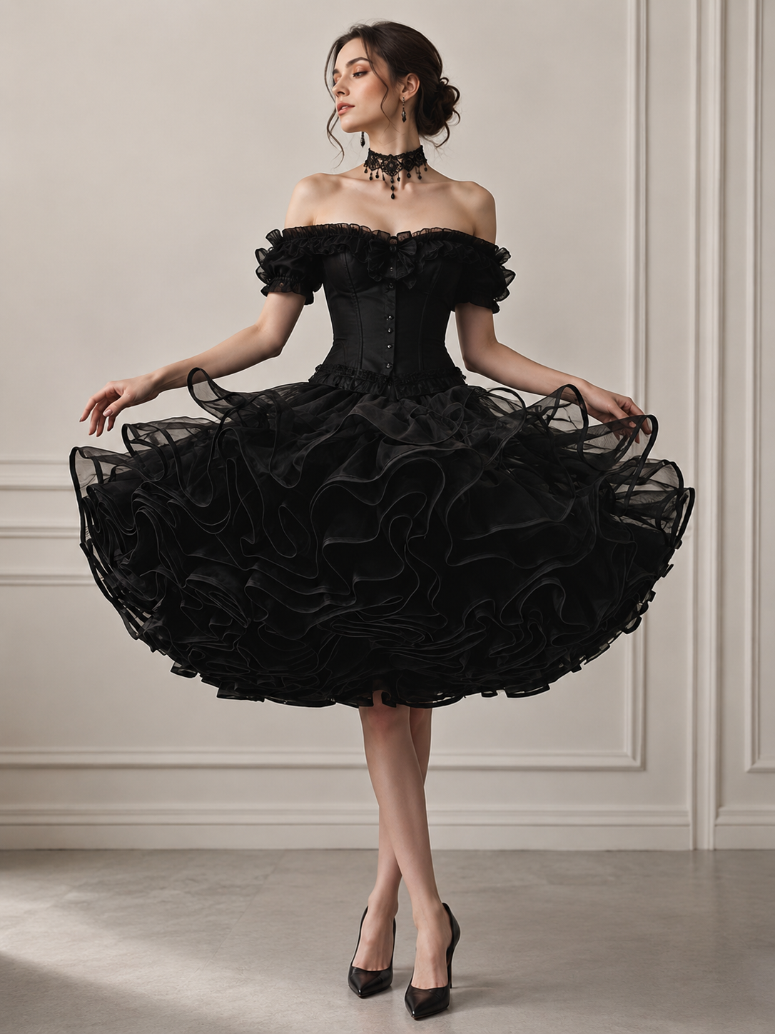 Black Dark Romance Lolita Petticoat - main product view for black gothic petticoat dark romance Lolita outfit