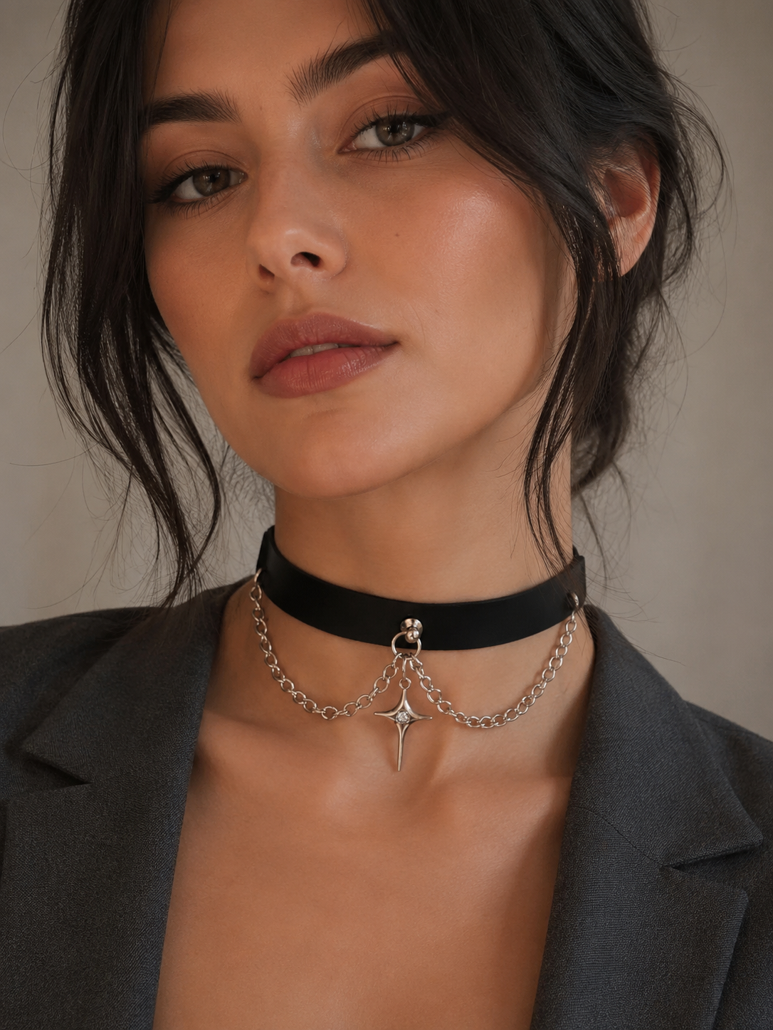 Black Heart Chain Gothic Lolita Choker | Back Or Silhouette View | Aurora Lolita Black Heart Chain Gothic Lolita Choker - back or silhouette view for black gothic heart chain choker Lolita outfit