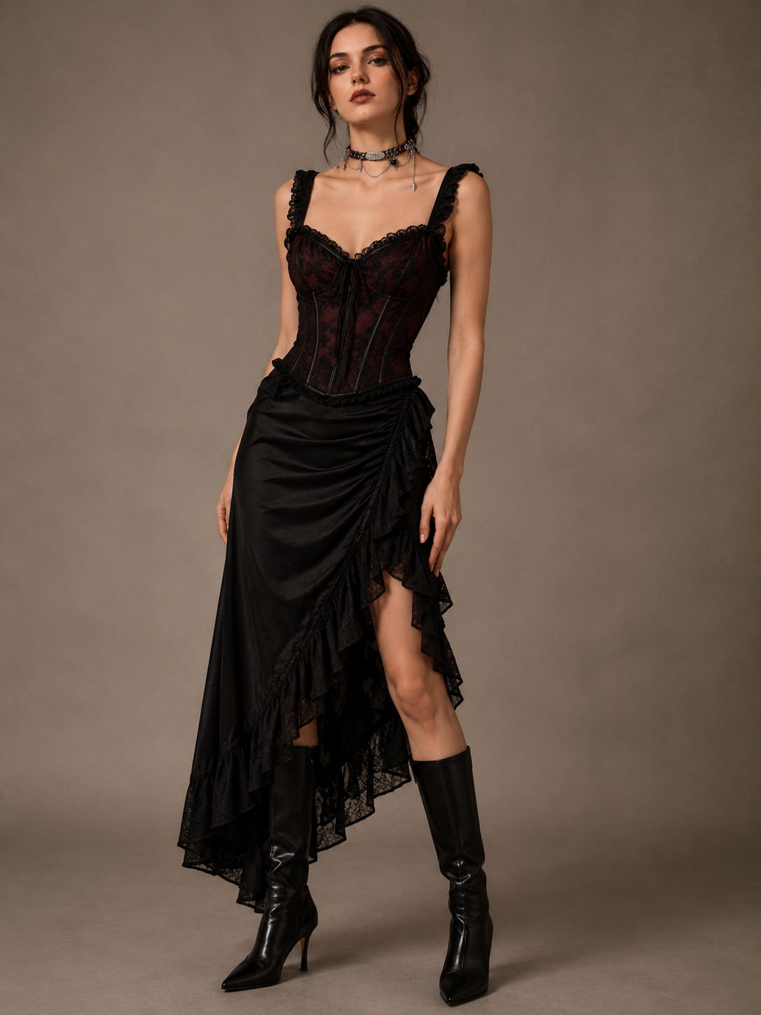 Black Lace Rose Gothic Lolita Choker | Back Or Silhouette View | Aurora Lolita Black Lace Rose Gothic Lolita Choker - back or silhouette view for black lace rose gothic choker Lolita outfit
