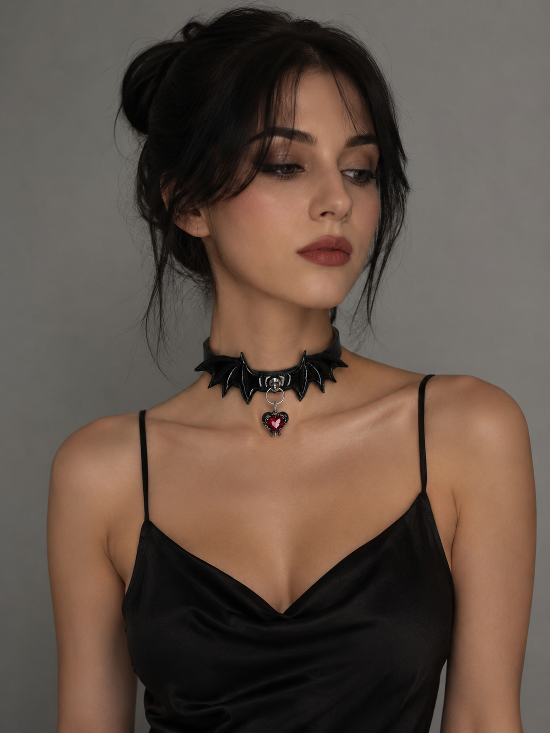 Black Flower Gothic Lolita Choker | Main Product View | Aurora Lolita Black Flower Gothic Lolita Choker - main product view for black flower gothic choker Lolita outfit