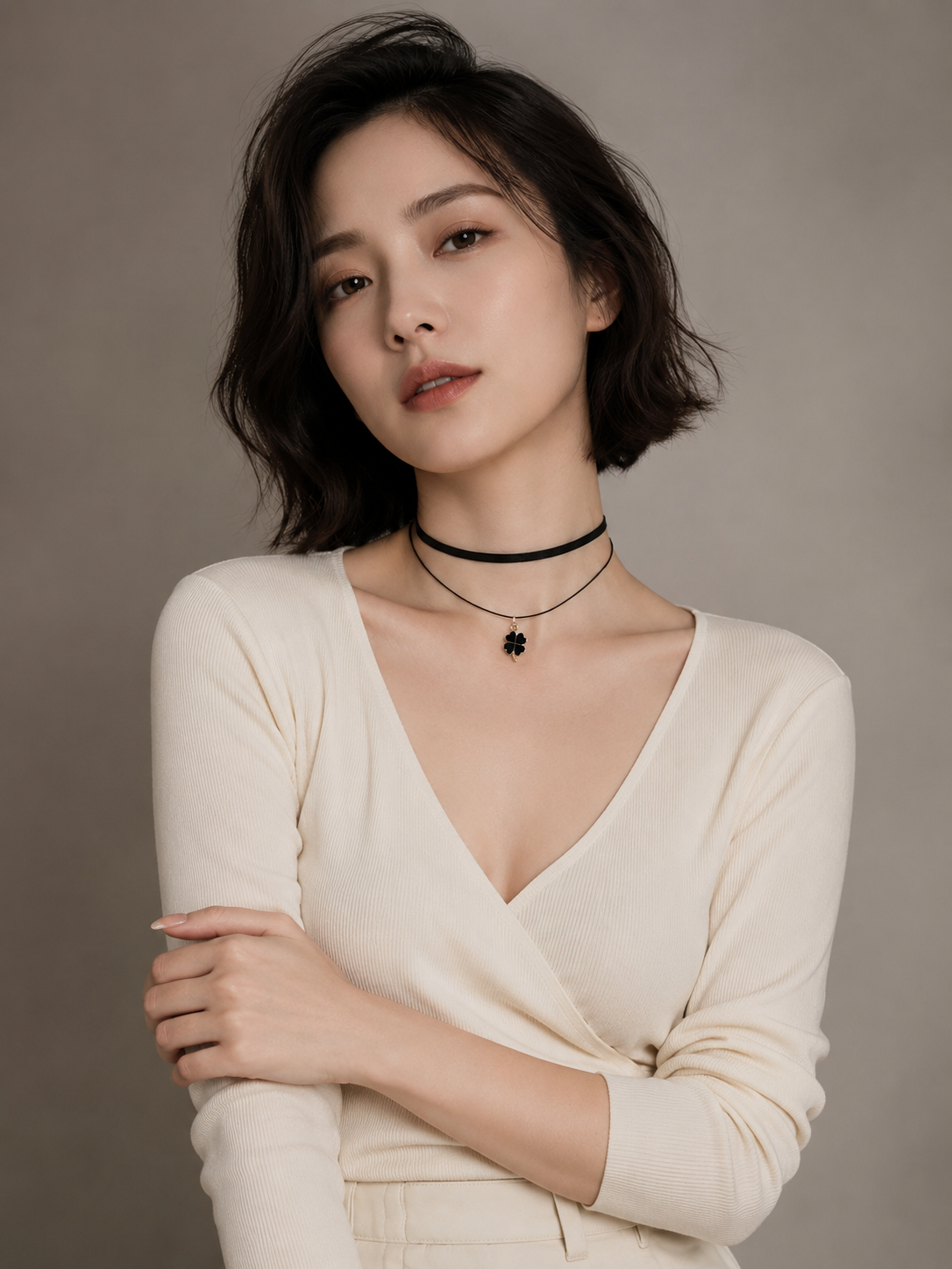 Black Cord Pendant Classic Lolita Choker | Coord Lifestyle View | Aurora Lolita Black Cord Pendant Classic Lolita Choker - coord lifestyle view for black cord pendant classic choker Lolita outfit