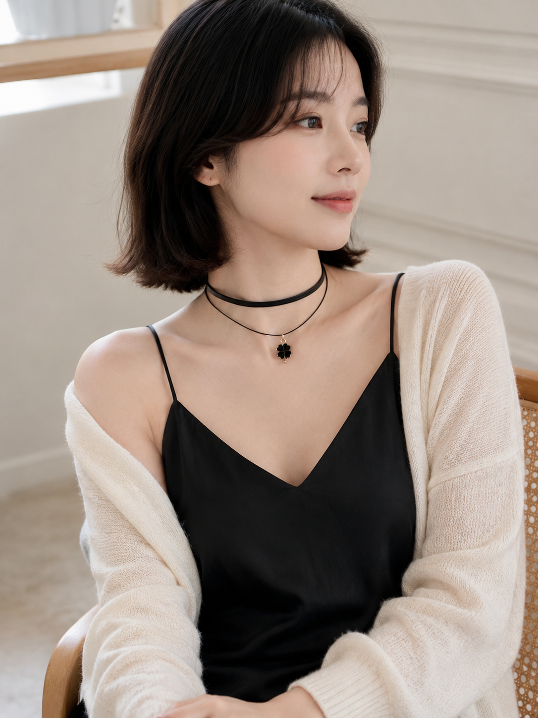 Black Cord Pendant Classic Lolita Choker | Front Detail View | Aurora Lolita Black Cord Pendant Classic Lolita Choker - front detail view for black cord pendant classic choker Lolita outfit