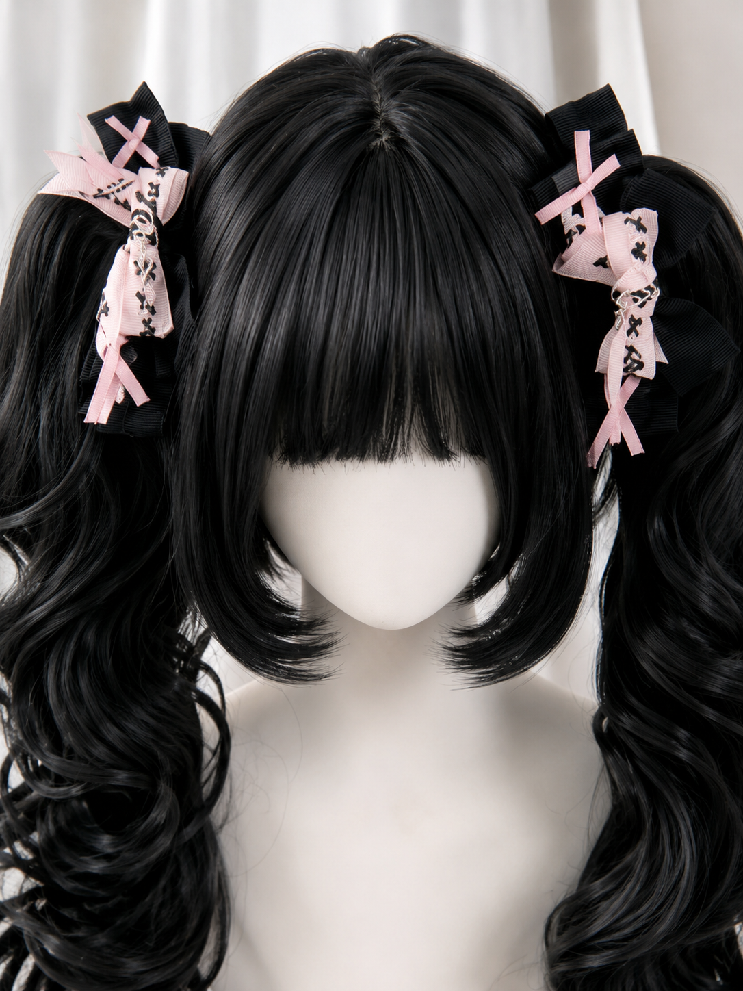 Baroque Sweetheart Twin-Tail Lolita Wig - Natural Black Mannequin Product View 04 Baroque Sweetheart Twin-Tail Lolita Wig in Natural Black, mannequin product view 04