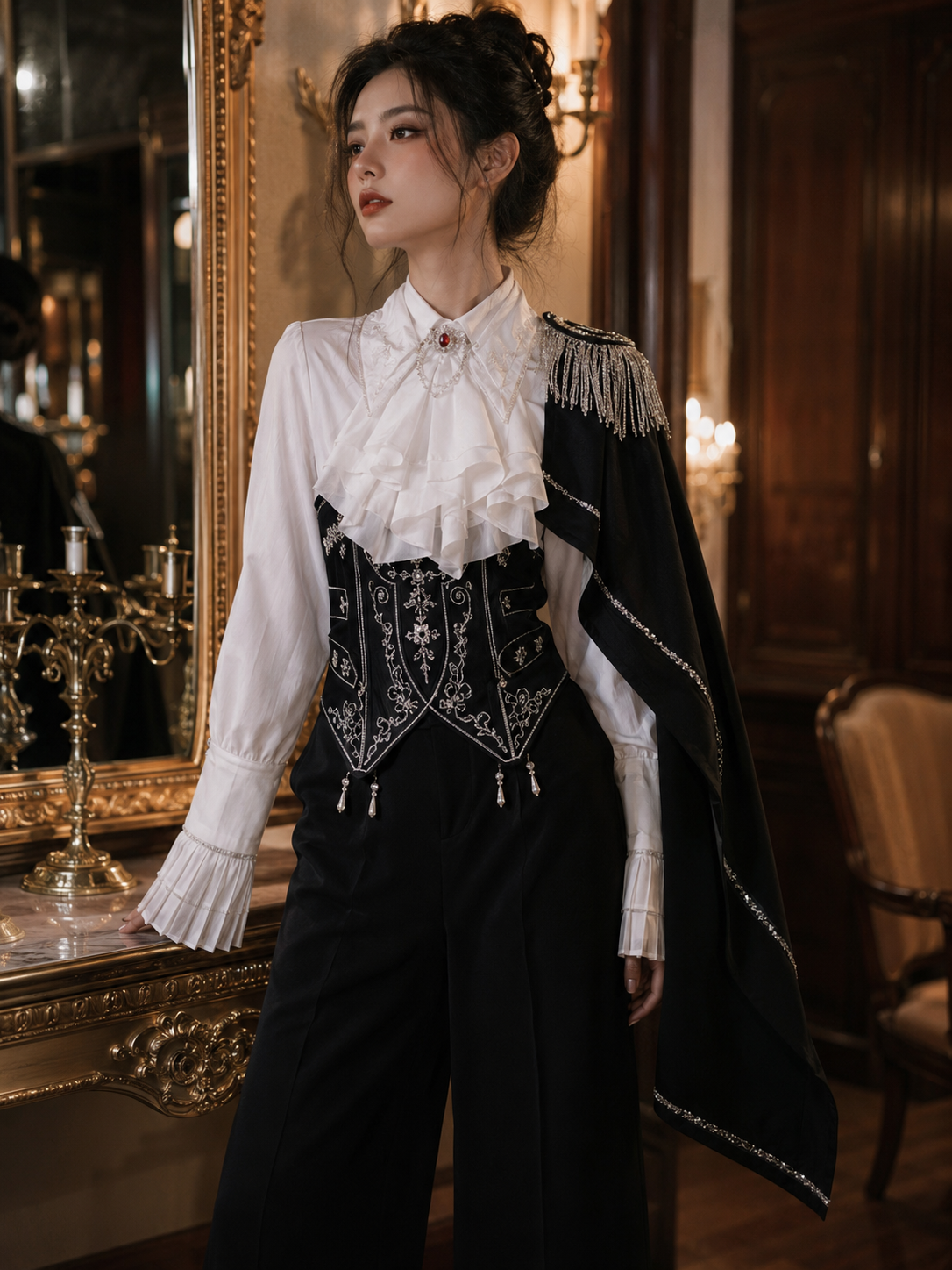 Royal Pact Palace Ouji Set - Black and White Styled Model View 02 Royal Pact Palace Ouji Set in Black and White, styled model view 02