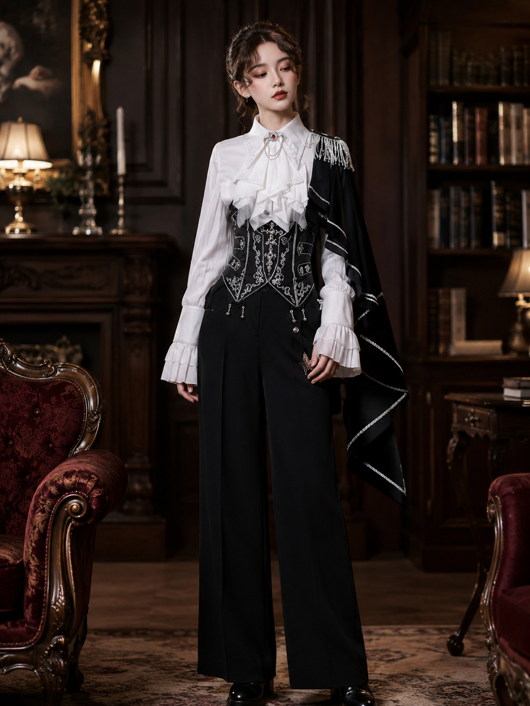 Royal Pact Palace Ouji Set - Black and White Styled Model View 06 Royal Pact Palace Ouji Set in Black and White, styled model view 06